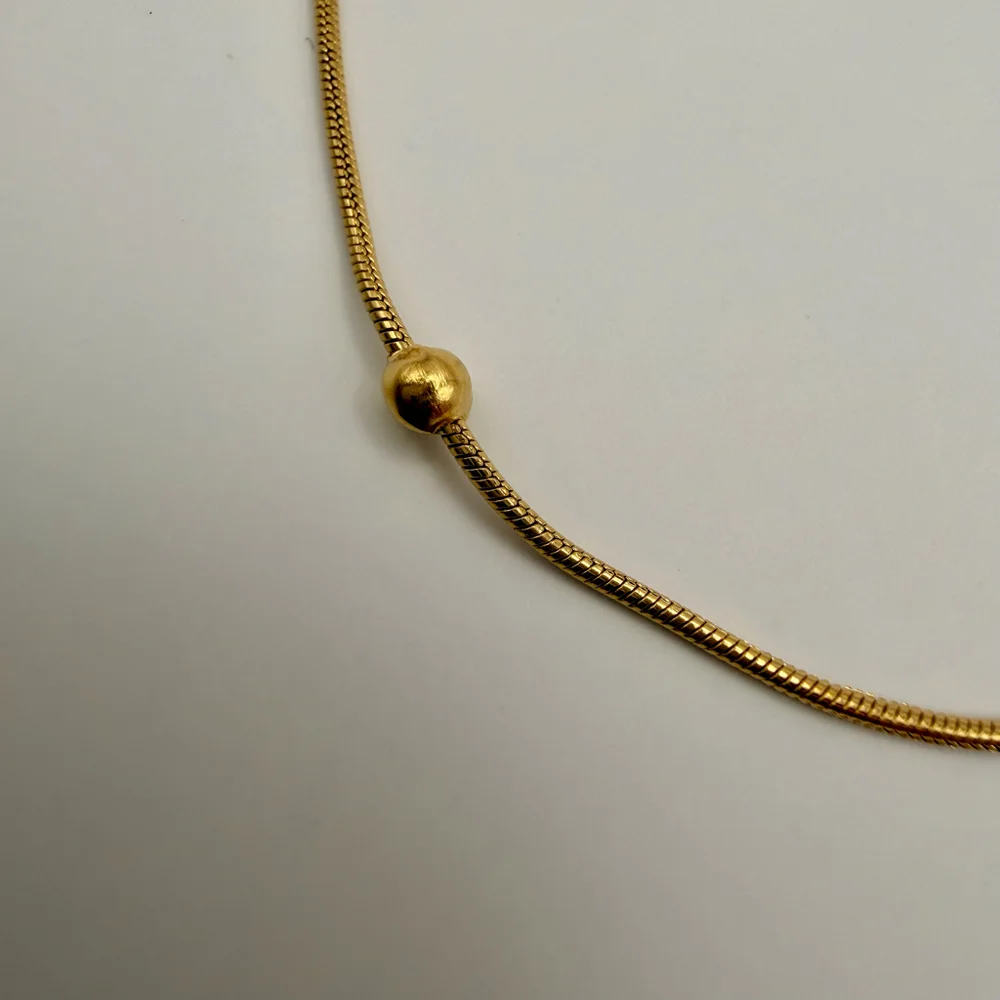 Gold Stainless Steel Beaded Snake Chain Bracelet Dainty Minimalist